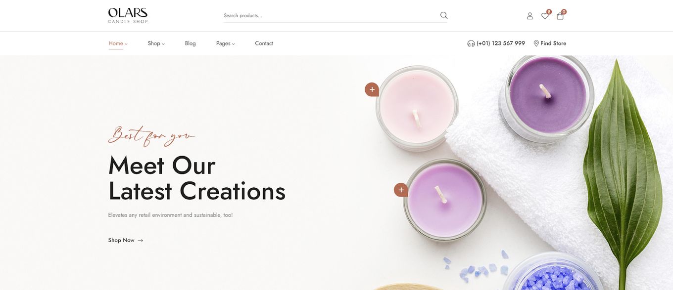 Olars - Candle Shop Template For WordPress