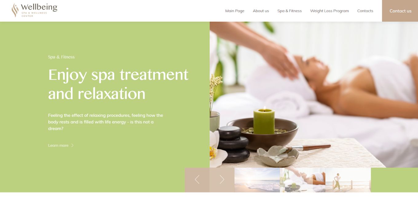 Wellbeing - Website Design For A Spa And Wellness Center