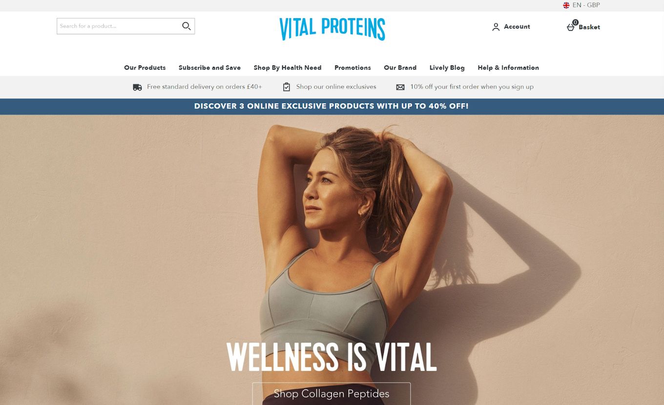 Vital Proteins - Example Of Beautiful Design For A Shopify Webpage