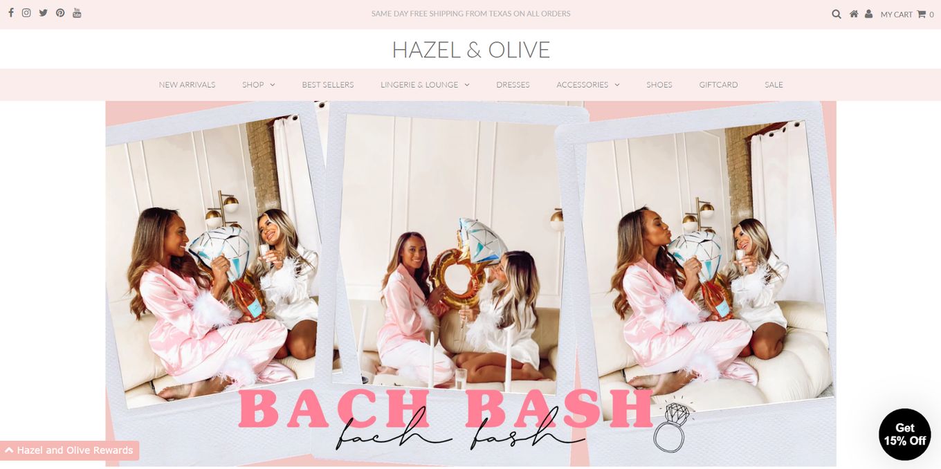 Hazel and Olive - Feminine Design Idea For Boutique Site