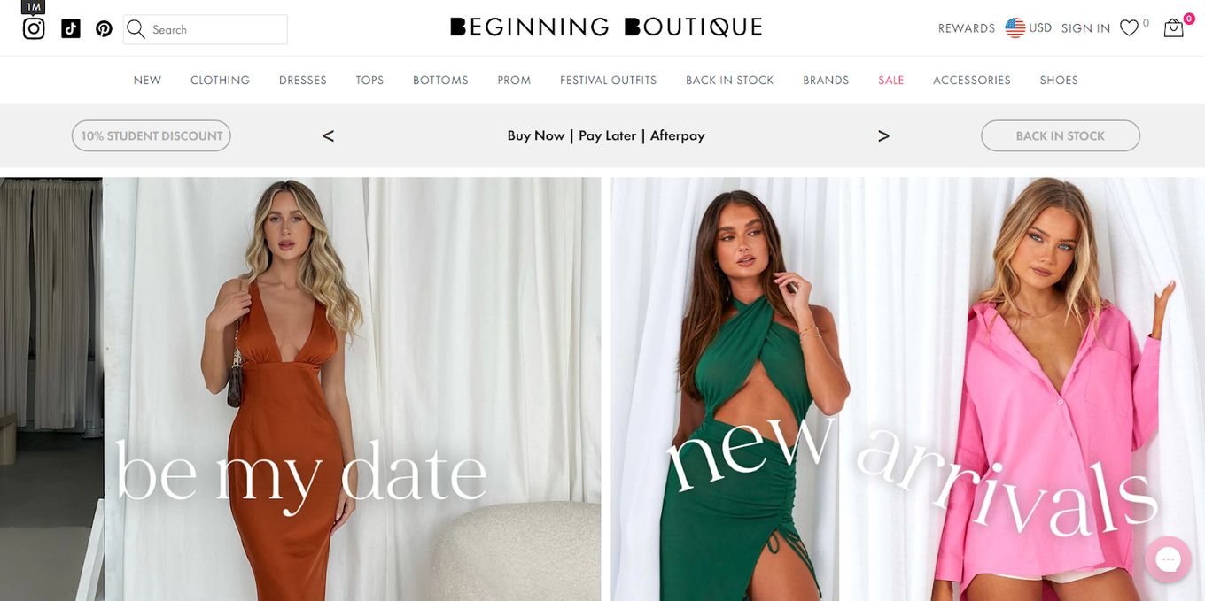 Beginning Boutique - Simple Boutique Website For Inspiration