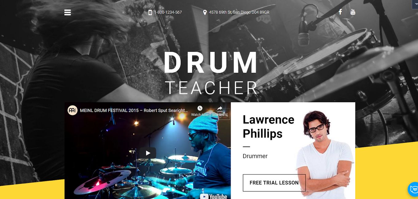 Drum Teacher Template - A Beautiful Template For Your Website