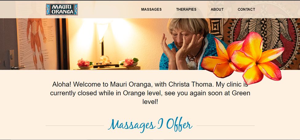Mauri Oranga - Massage Services Website