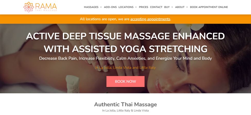 Rama Thai Massage - Massage Website Example