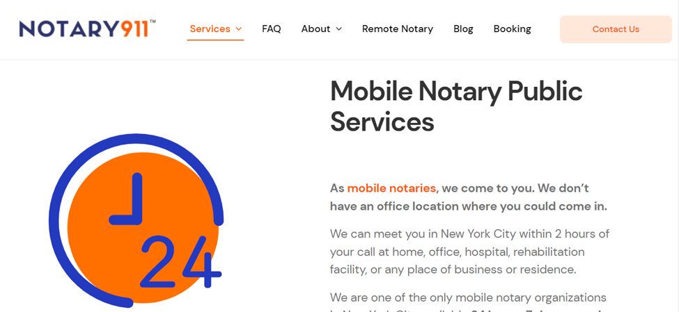 Notary911 Example of Simple Notary Website