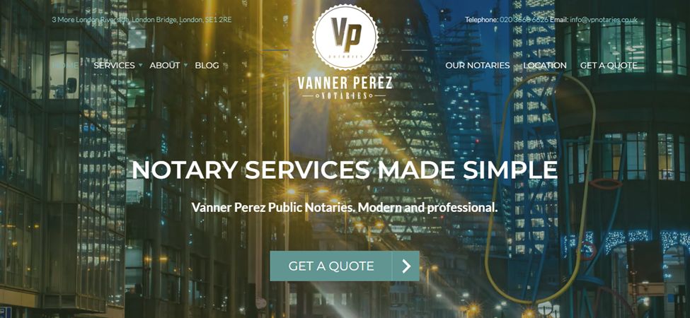 VP Notaries, Website Example For Notaries
