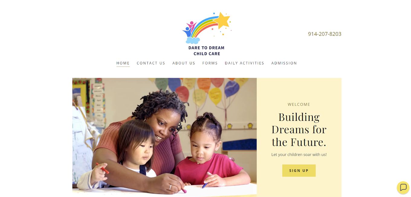 Dare 2 Dream Childcare Daycare Website 