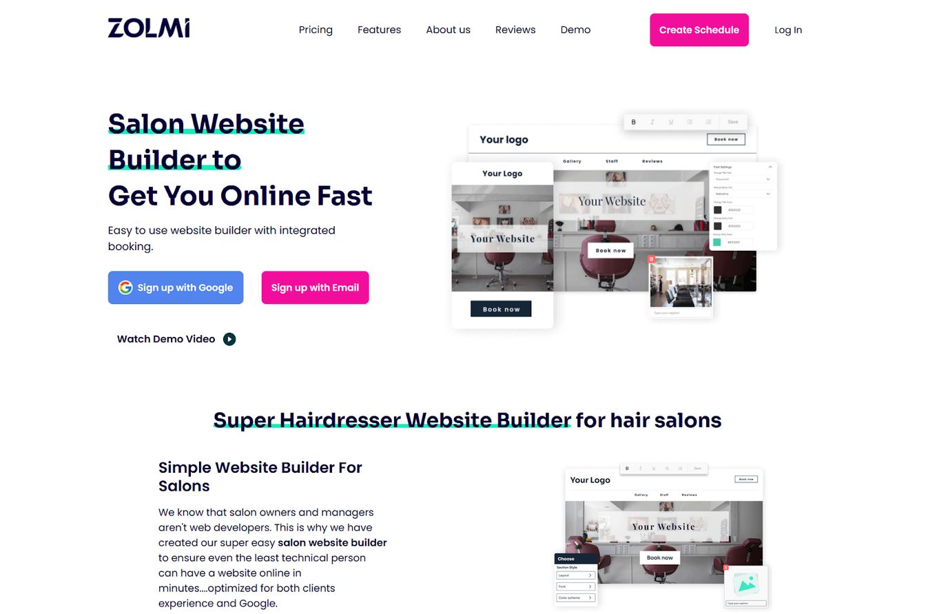Zolmi Salon Website Builder
