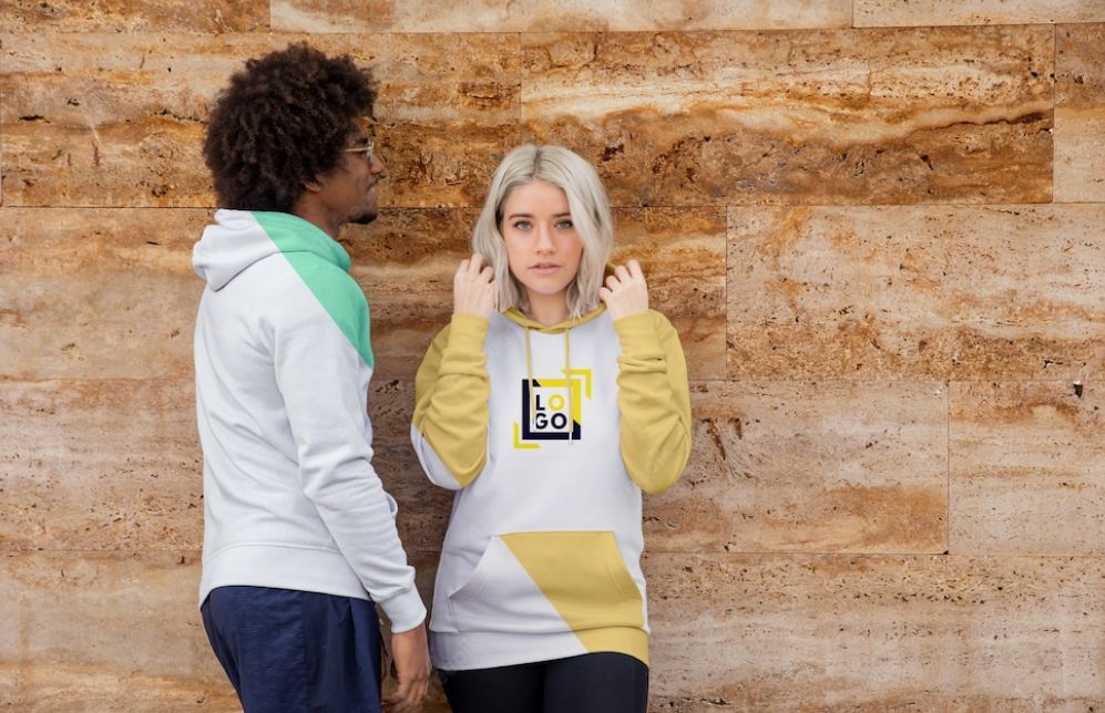 Free Mockup of Friends Outdoor with Hoodies