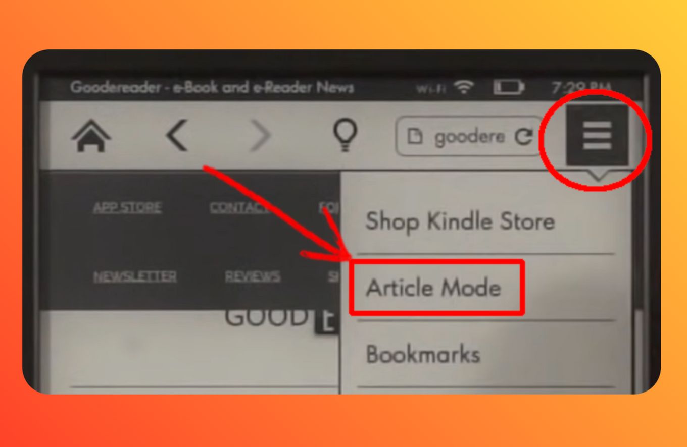 Select article mode in Kindle