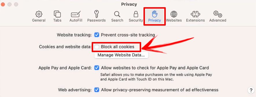 Deselect the option 'Block Cookies' under the Privacy Tab