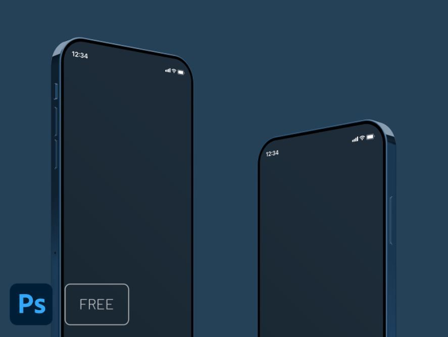 Monochrome iPhone 12 mockup (free)