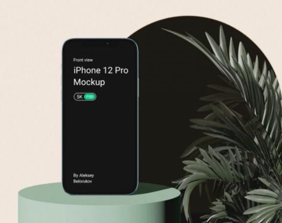 Mockup of iPhone 12 with a Plant