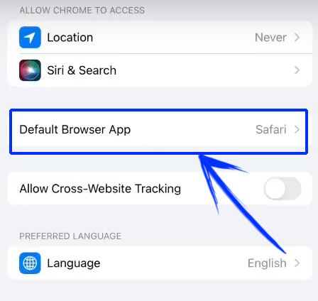 Click on Default Browser App on iPhone