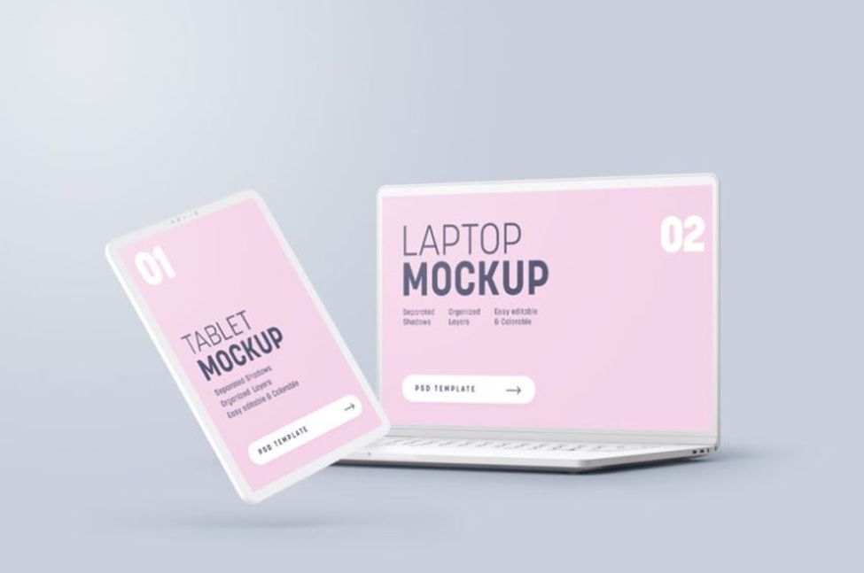 Floating Mockups for MacBook and iPad Pro