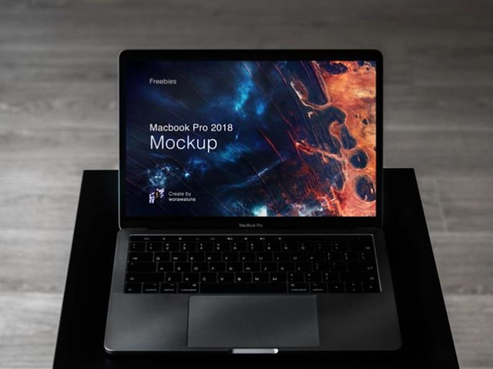 Simple Black MacBook Mockup Front View