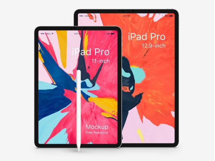 Double iPad pro PSD mockup free