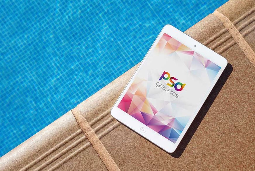 Poolside iPad photorealistic mockup