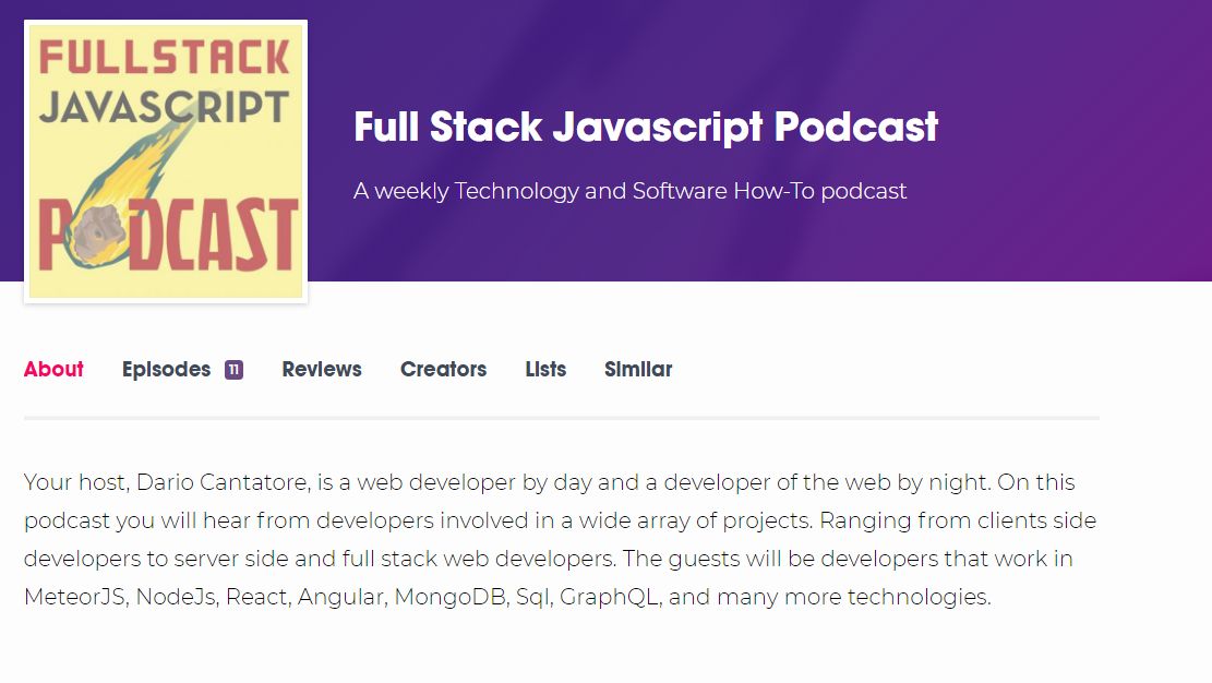 Full Stack JavaScript Podcast for Beginners