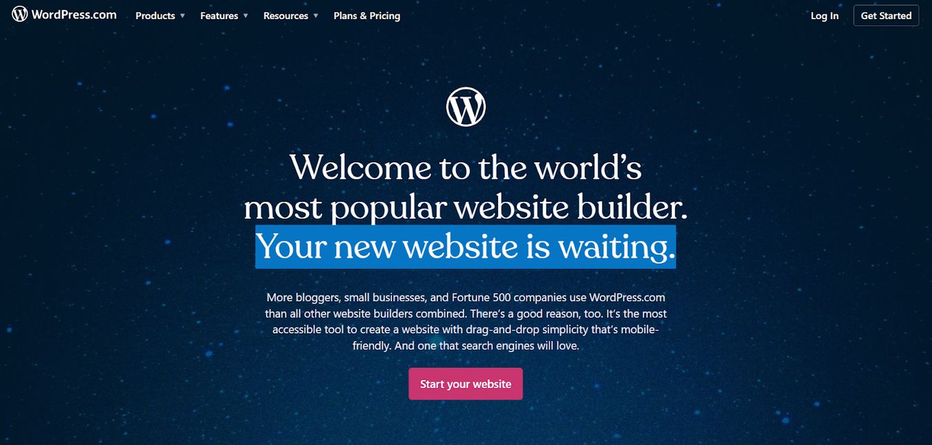 WordPress - Most popular Website Builder
