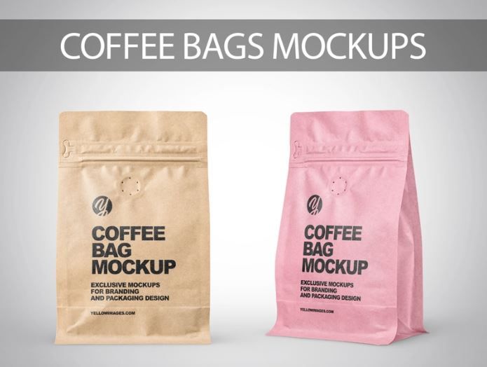 Paper coffee bags mockup
