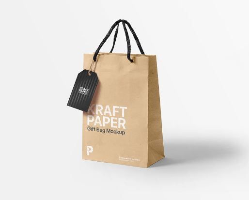 Kraft paper takeaway bag mockup Royalty Free Vector Image