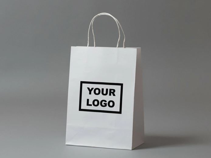 Plain white paper shopping bag mockup