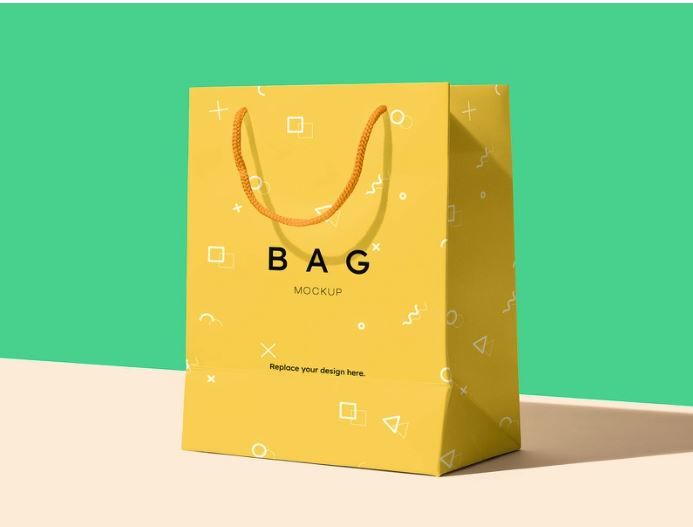 Yellow paper bag mockup