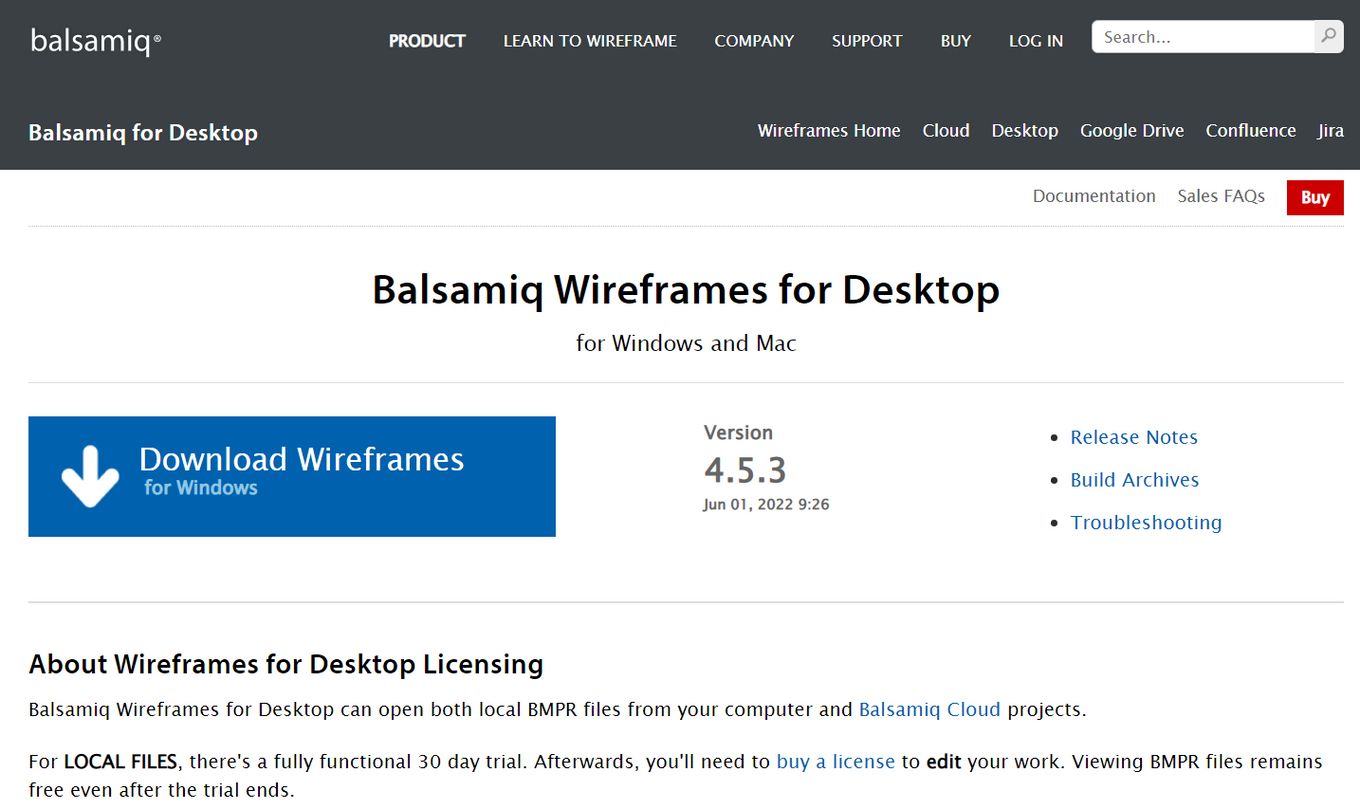 Wireframe Balsamiq for desktop