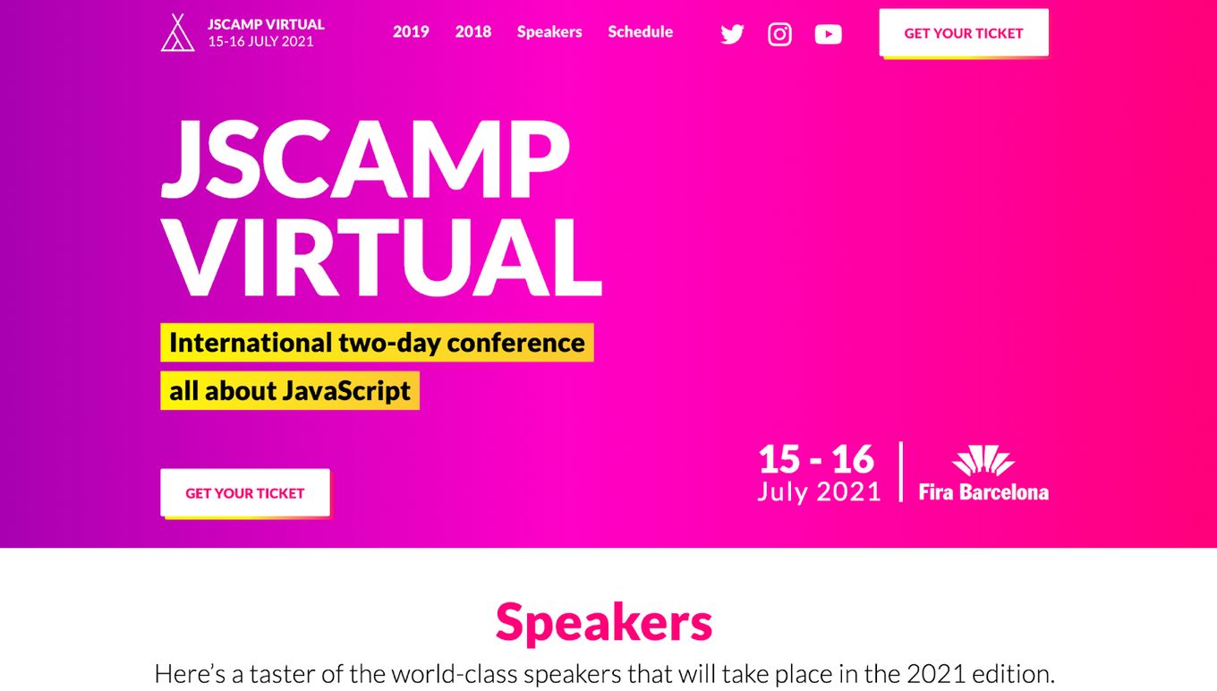 JS Camp Virtual website