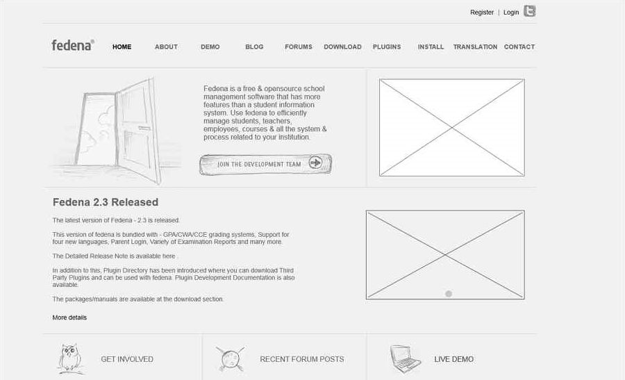 Fedena Wireframe Example for Website