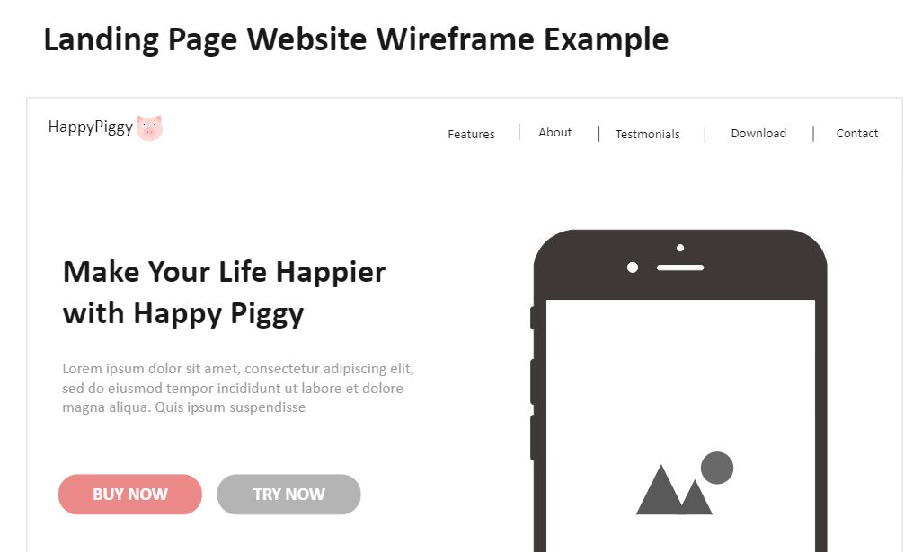 Landing Page Website Wireframe