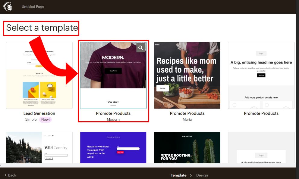 Step 2: Select a Mailchimp Template