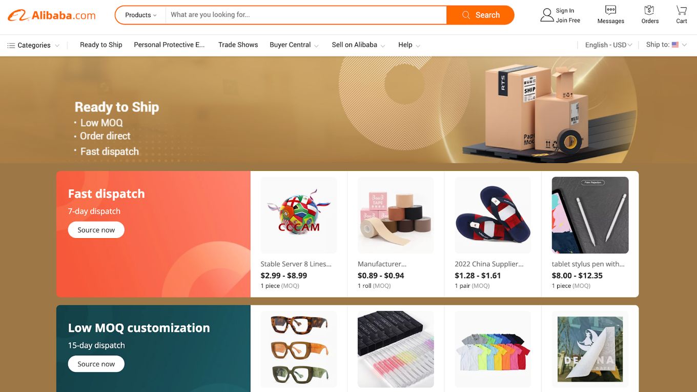 Alibaba B2B site Homepage