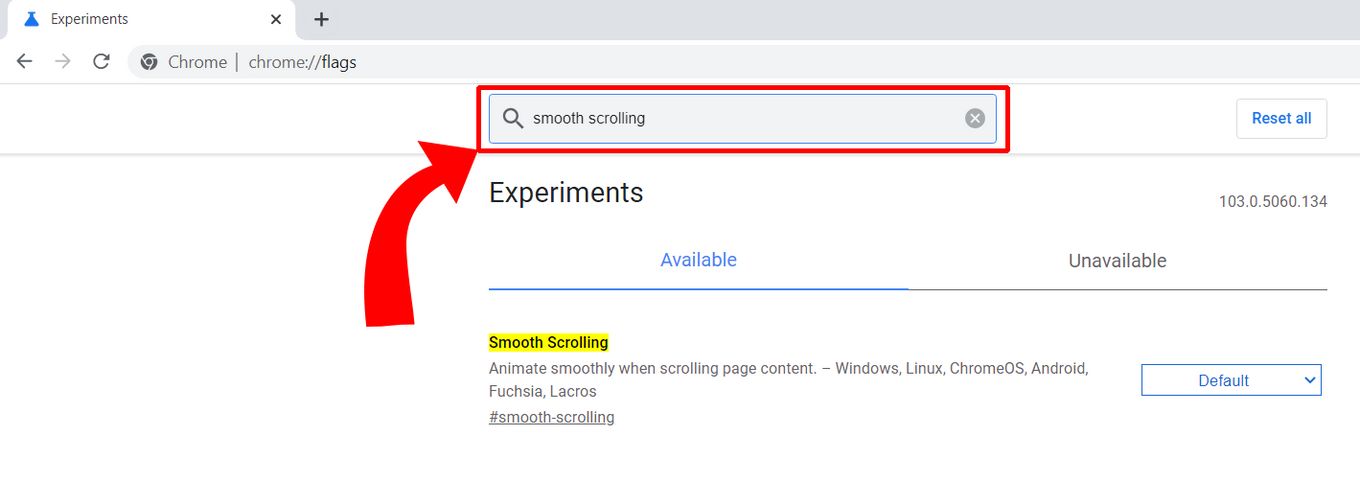 Enabling smooth scrolling in Google Chrome - Step 3