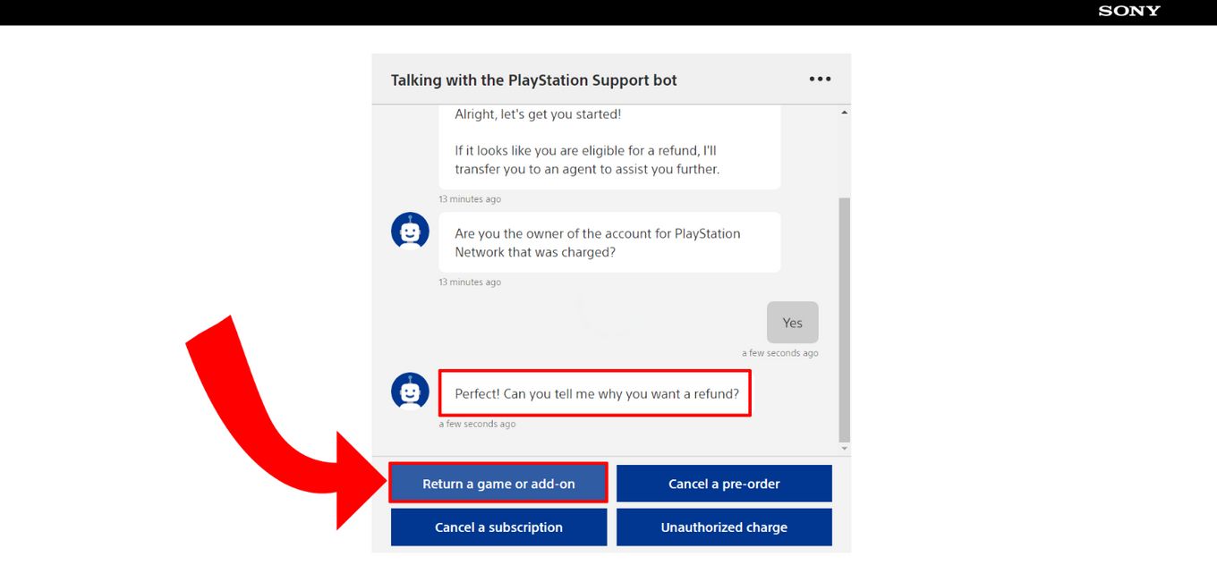 How To Refund A Game on PS5 - Step 3: Click 'Return a game'