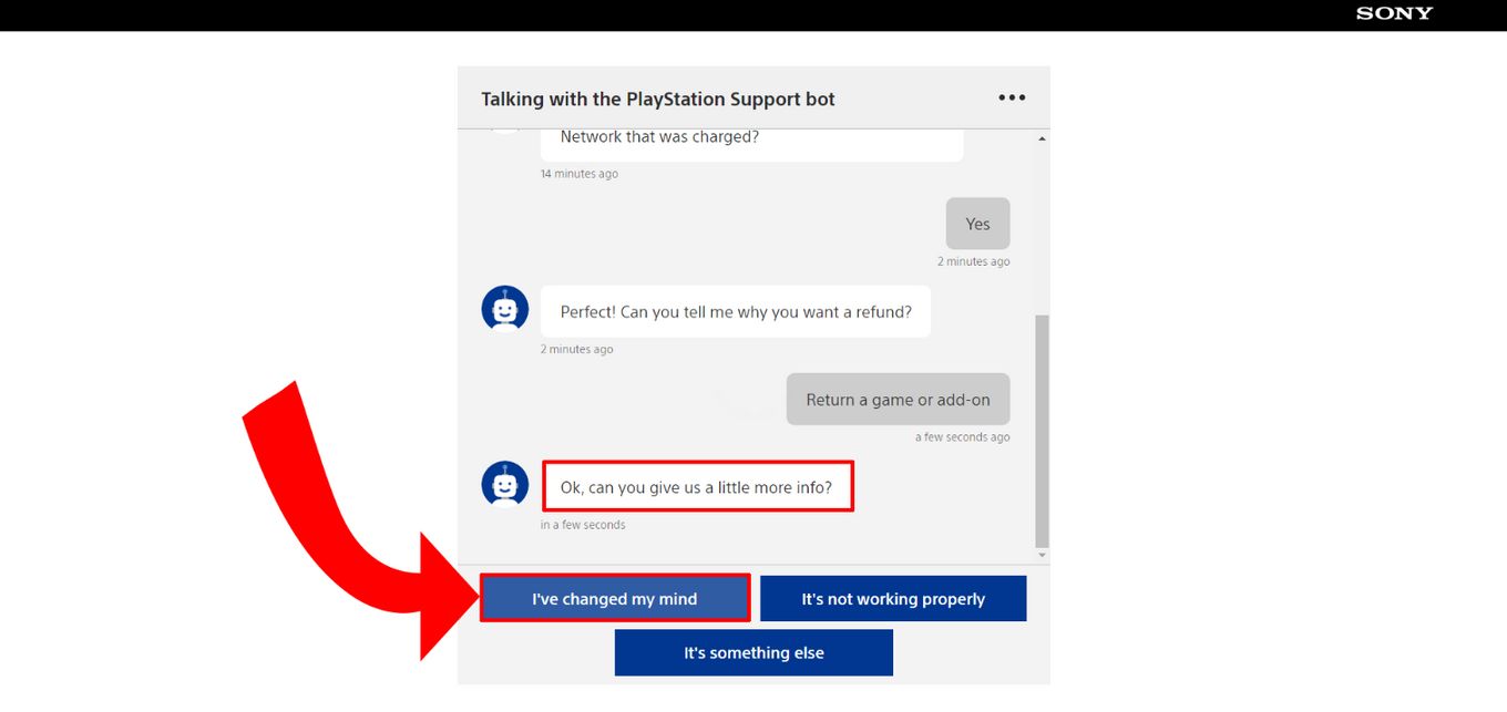 How To Refund A Game on PS5 - Step 4: Click ‘I’ve changed my mind'