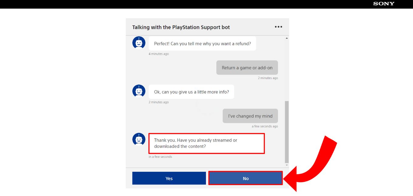 How To Refund A Game on PS5 - Step 5: Click No