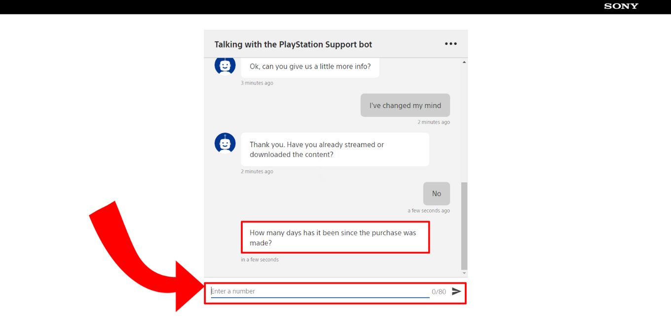 How To Refund A Game on PS5 - Step 6: Enter the number of days