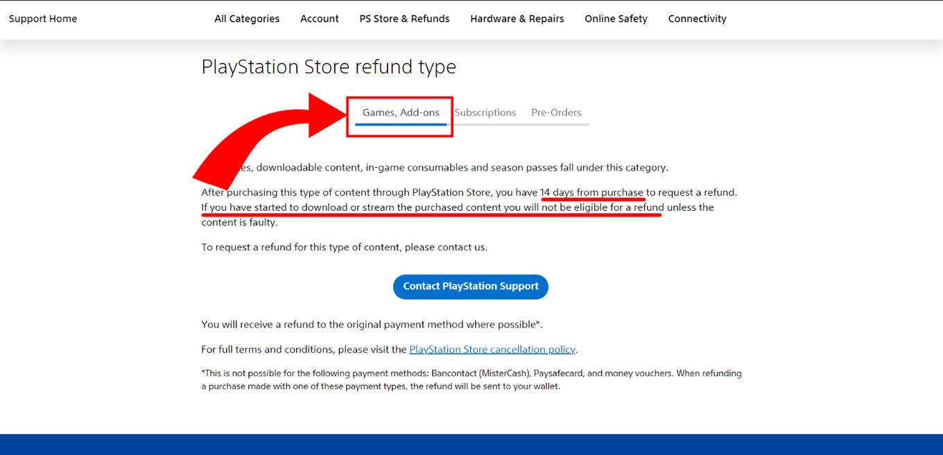 Refund A Game on PS5 - Step 2: Select 'Games & Add-ons'