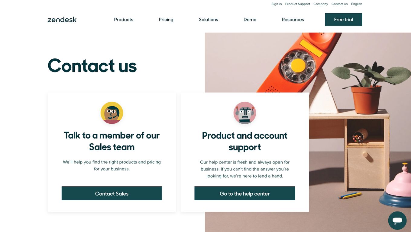Zendesk site contact page