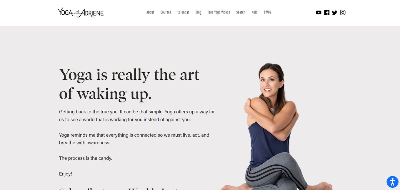 Yoga With Adriene - Yoga Website Design Inspiration