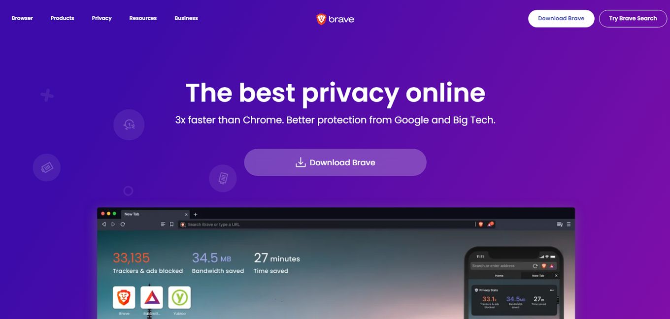 Brave fast web browser Homepage