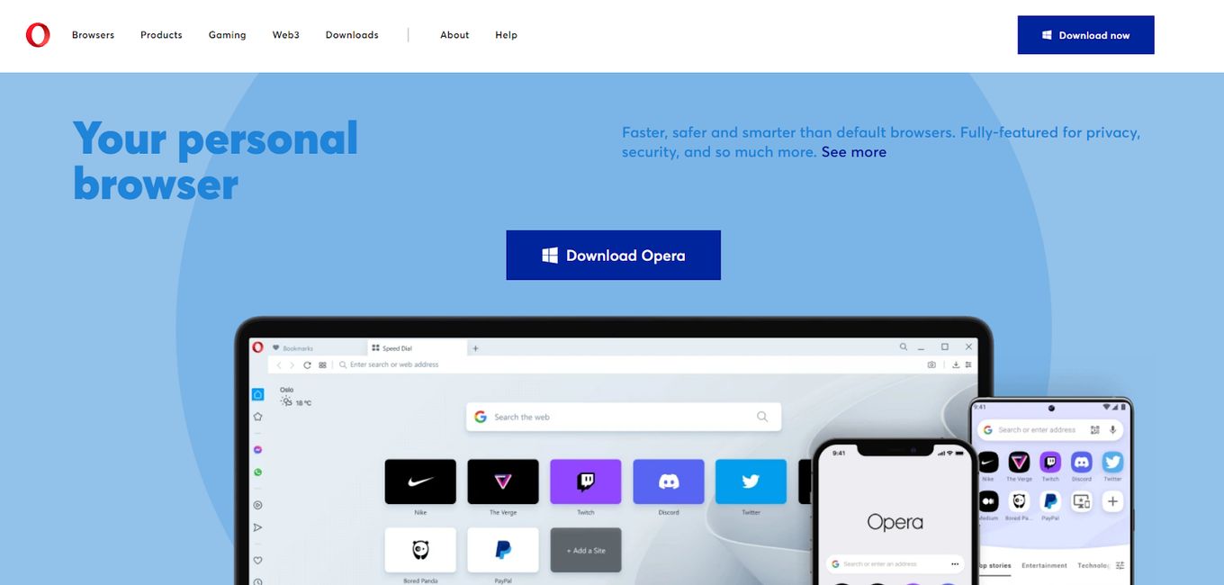 Opera fast web browser for Mac