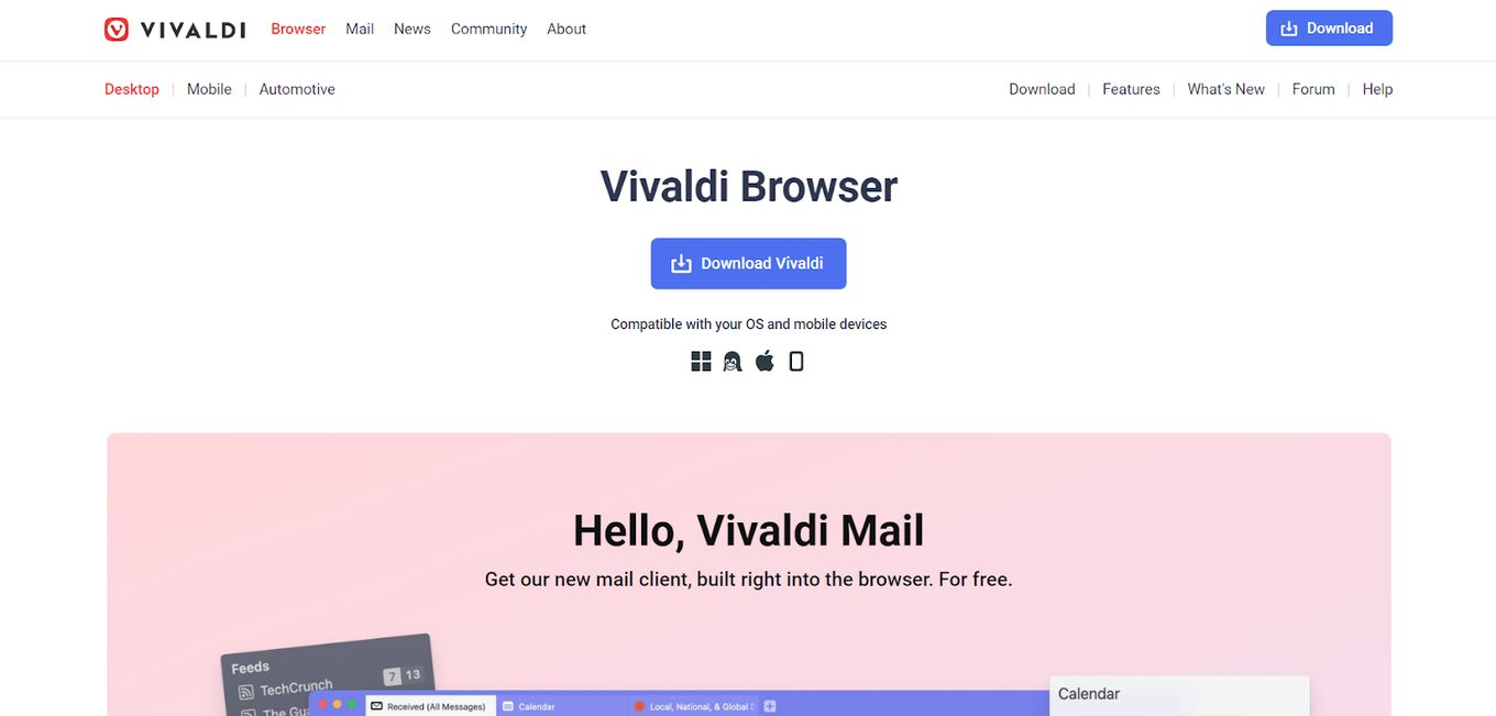 Vivaldi mac web browser Homepage