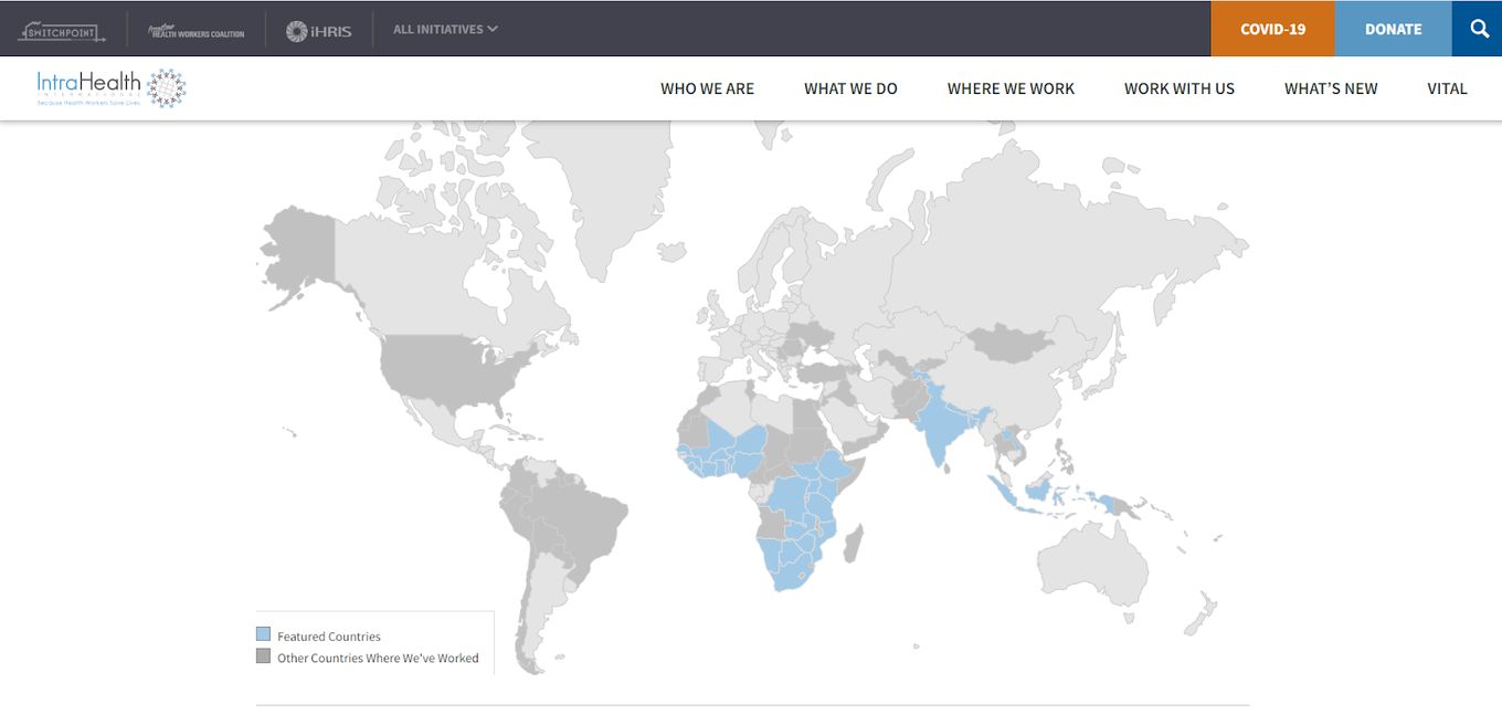 Intrahealth International interactive map website