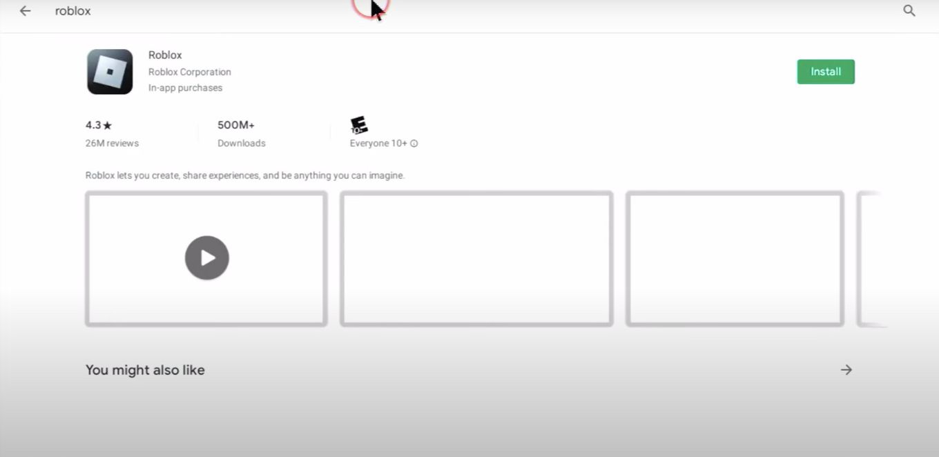 Search for Roblox in Google Play Store