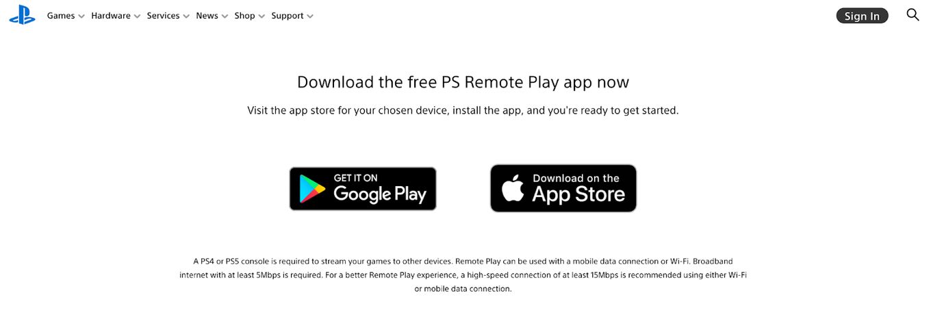 Download PS Remote Play on Google Play and App Store