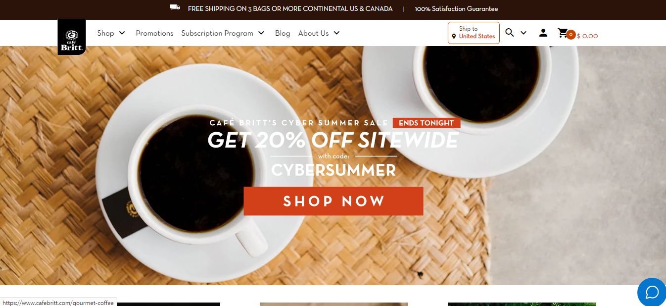 Cafe Britt Website