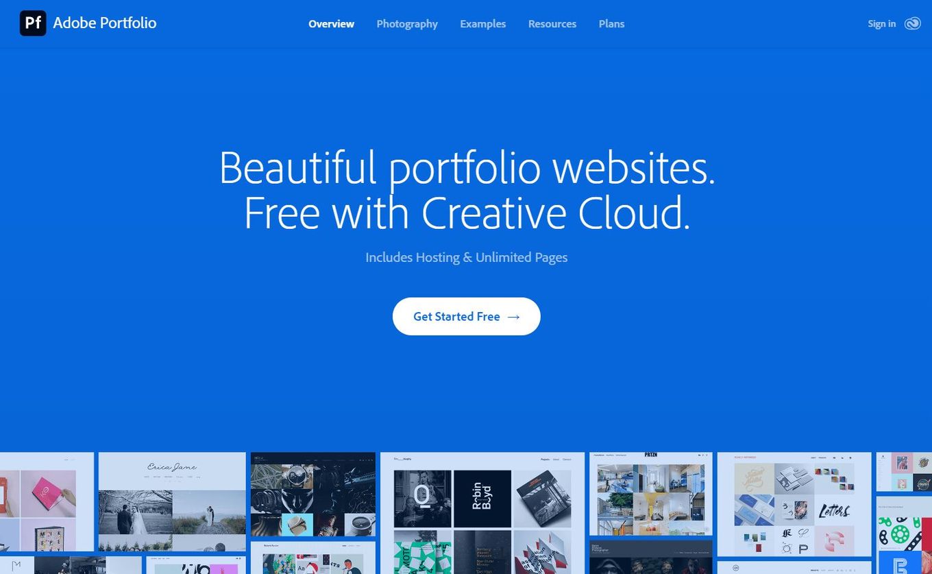 Adobe Portfolio, one of the best websites for graphic designer portfolios